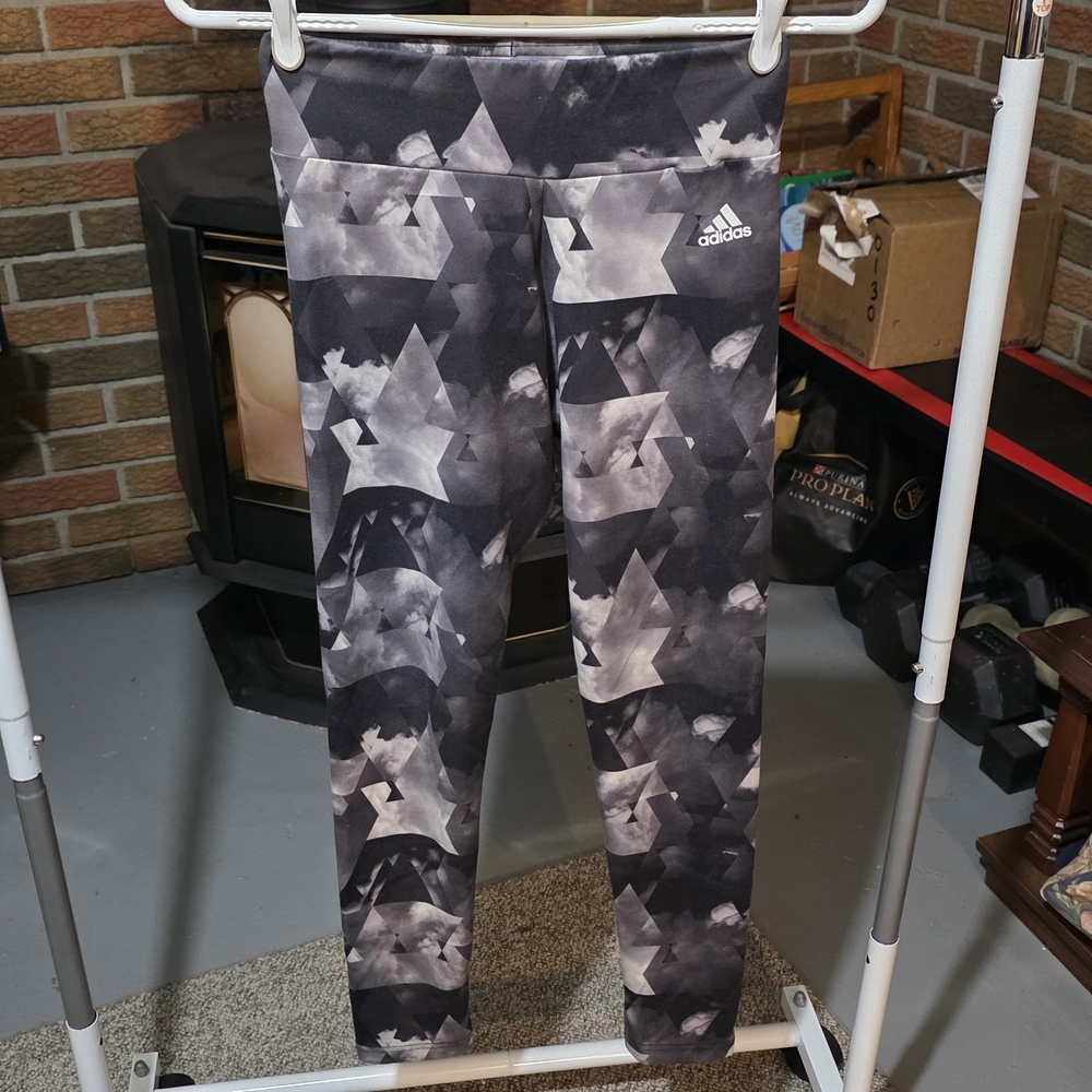 Adidas Kids Camo Design Grey And Black Leggings